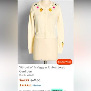 ModCloth Collectif vibrant with veggies embroidered cardigan UK 8
